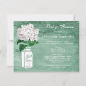 Mason Jar & Hydrangea Rustic Mint Baby Dusche Einladung (Rückseite)