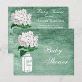 Mason Jar & Hydrangea Rustic Mint Baby Dusche Einladung (Vorne/Hinten)