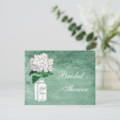 Mason Jar & Hydrangea Rustic Mint Brautparty Einladung (Stehend Vorderseite)