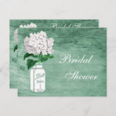 Mason Jar & Hydrangea Rustic Mint Brautparty Einladung (Vorne/Hinten)