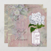 Mason Jar Hydrangea Shabby Chic Babydusche Einladung (Vorne/Hinten)
