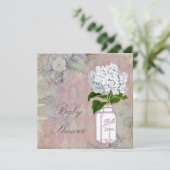 Mason Jar Hydrangea Shabby Chic Babydusche Einladung (Stehend Vorderseite)