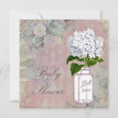 Mason Jar Hydrangea Shabby Chic Babydusche Einladung (Vorderseite)
