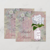 Mason Jar Hydrangea Shabby Chic Brautparty Einladung (Vorne/Hinten)