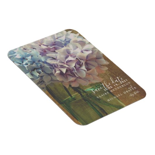 Mason Jar Hydrangeas Hochzeit retten das Datum Magnet (Rechte Seite)