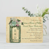 Mason Jar Hydrangeas Succulent Wedding Einladung (Stehend Vorderseite)