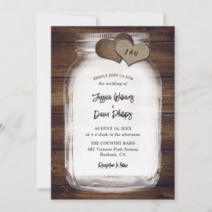 Mason Jar Jute Herzen Rustikale Holz Hochzeit Einladung