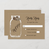 Mason Jar Kraft Paper Wedding RSVP (Vorne/Hinten)