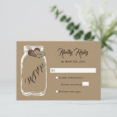 Mason Jar Kraft Paper Wedding RSVP Karte (Stehend Vorderseite)
