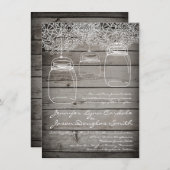 Mason Jar Lace Barn Wood Wedding Einladungen (Vorne/Hinten)