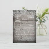 Mason Jar Lace Barn Wood Wedding Einladungen (Stehend Vorderseite)