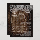 Mason Jar Lace Barn Wood Wedding Einladungen (Vorne/Hinten)