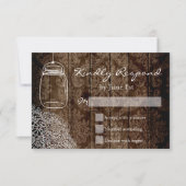 Mason Jar Lace Barn Wood Wedding RSVP Cards (Vorderseite)
