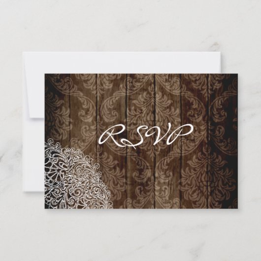 Mason Jar Lace Barn Wood Wedding RSVP Cards (Rückseite)