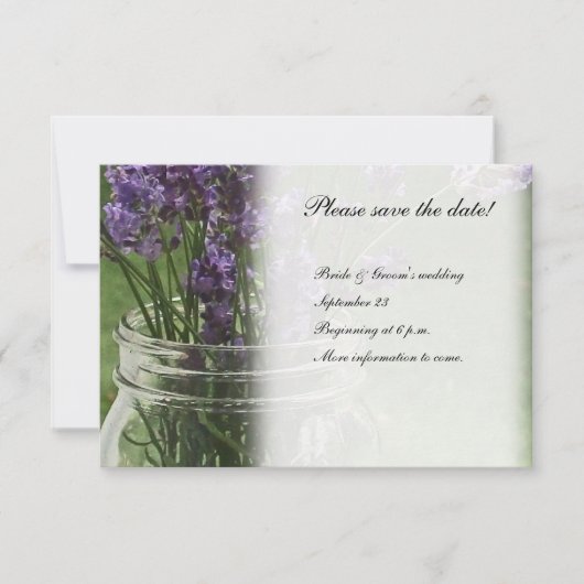Mason Jar Lavender Country Save the Date (Vorderseite)