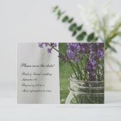 Mason Jar Lavender White Porch Save the Date (Stehend Vorderseite)