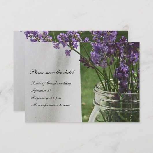Mason Jar Lavender White Porch Save the Date (Vorne/Hinten)