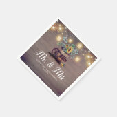 Mason Jar Leuchten und Sonnenblumen Rustikale Hoch Serviette (Ecke)