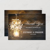 Mason Jar leuchtend Lichter blühend Dankeskarte (Vorne/Hinten)