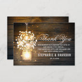 Mason Jar leuchtend Lichter blühend Dankeskarte (Vorne/Hinten)