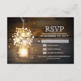 Mason Jar leuchtende Lichter florale RSVP Karte