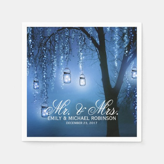 Mason Jar Lichter Baum rustikale Hochzeit Serviette (Vorderseite)