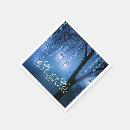 Mason Jar Lichter Baum rustikale Hochzeit Serviette (Ecke)