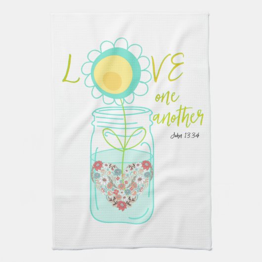 Mason Jar: Liebe Bible Verse Geschirrtuch (Vertikal)