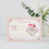 Mason Jar Liebe RSVP Card Einladung (Stehend Vorderseite)