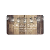Mason Jar Lights Barn Wood Wedding Address Labels Adressaufkleber (Vorne)