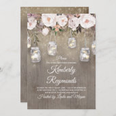 Mason Jar Lights Blumendusche Rustikale Babydusche Einladung (Vorne/Hinten)