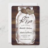 Mason Jar Lights Burlap Hearts Barn Wood Wedding Save The Date (Vorderseite)