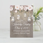 Mason Jar Lights Floral Rustic Graduation Party Einladung (Stehend Vorderseite)