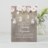 Mason Jar Lights Floral Rustikales Brautparty Einladung (Stehend Vorderseite)