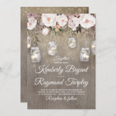 Mason Jar Lights Floral Rustische Hochzeit Einladung (Vorne/Hinten)