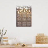 Mason Jar Lights Lace Wood Wedding Chart Poster (Küche)
