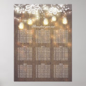 Mason Jar Lights Lace Wood Wedding Chart Poster (Vorne)
