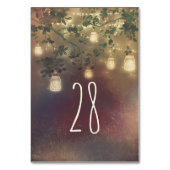 Mason Jar Lights Rustic Tree Wedding Tischnummer (Rückseite)