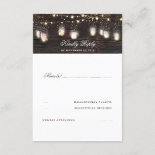 Mason Jar Lights Rustic Wedding RSVP