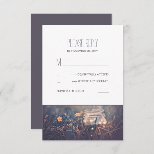 Mason Jar Lights Rustic Wedding RSVP Cards (Vorne/Hinten)