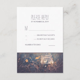 Mason Jar Lights Rustic Wedding RSVP Cards Karte