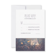 Mason Jar Lights Rustic Wedding RSVP Cards