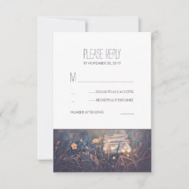 Mason Jar Lights Rustic Wedding RSVP Cards Karte