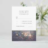 Mason Jar Lights Rustic Wedding RSVP Cards Karte (Stehend Vorderseite)