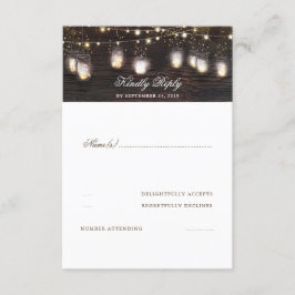 Mason Jar Lights Rustic Wedding RSVP Karte