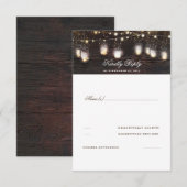 Mason Jar Lights Rustic Wedding RSVP Karte (Vorne/Hinten)