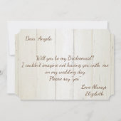 Mason Jar Lights Rustic, Wood Bridesmaid Card Einladung (Rückseite)