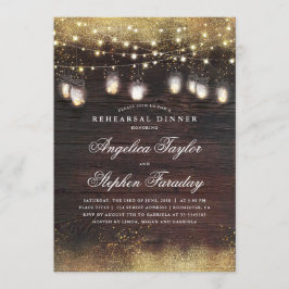 Mason Jar Lights Rustic Wood Probe Dinner Einladung