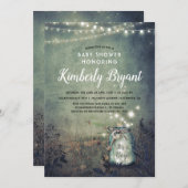 Mason Jar Lights Rustic Woodland Babydusche Einladung (Vorne/Hinten)