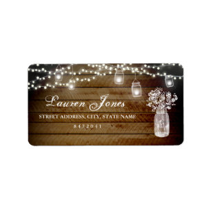 Mason Jar Lights Rustikale Adressmarken Adressaufkleber